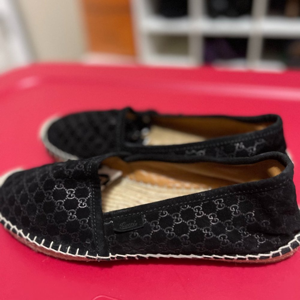 'Gucci' Suede Black Guccissima Espadrilles 8M